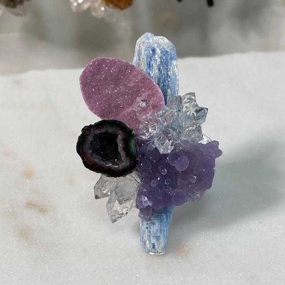 Adjustable Raw Crystal Statement Ring • Luxury Natural Druzy Chunky Stone Ring